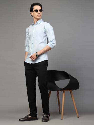 Image of Majestic Man Solid Cotton Casual Shirt - Slim Fit, Full Sleeves, Premium Button Closure