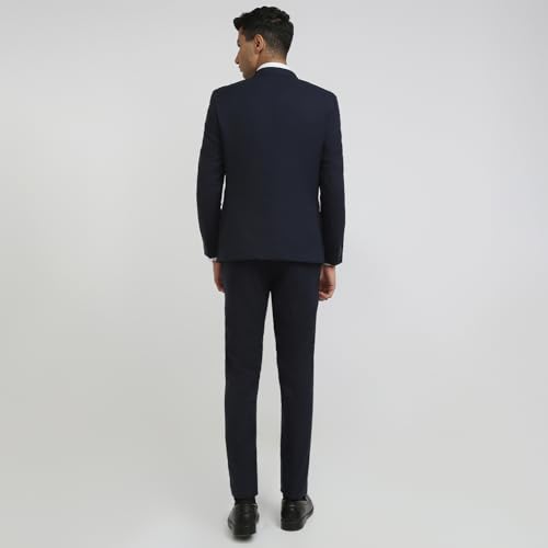 Image of Park Avenue Men Slim Fit Solid Pattern Poly Wool Lycra Blend Notch Lapel Full Sleeve Formal Suit