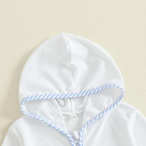 Image of Girls Boys Terry Cloth Swim Cover Up Zip Up Hooded Bathing Suit Coverup Wraps Kids Pool Beach Robe Cover-Up Kimono