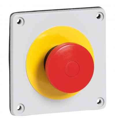 Legrand 057740 P17 Plaque Équipée D'un Bouton D'arrêt D'urgence Osmoz Ip66 pour Coffret à Fixer sur Plastron Pré-percé