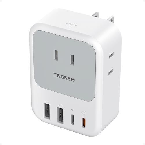 USB コンセントタップ 電源タップ usb-c付き PD 20W対応 TESSAN たこあしコンセント 3個AC口 2個Type-Aと2個Type-Cポート マルチタップ 3口 小型軽量 タコ足配線 雷ガード 日本国内でのみ可能