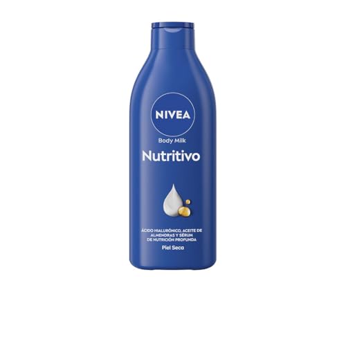 NIVEA Body Milk Nutritivo (1 x 250 ml), latte per il corpo che idrata per 72 ore, crema idratante per il corpo con olio di mandorle e acido ialuronico, per pelli secche