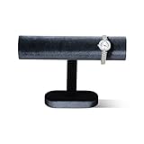 Dansmiy Robuster Samt-Uhrenständer, T-förmiger Schmuckhalter für Armband, Halskette, Schmuckgeschäft, Einzelhandel, Arbeitsplatten-Ausstellungsregal (grau, rund)