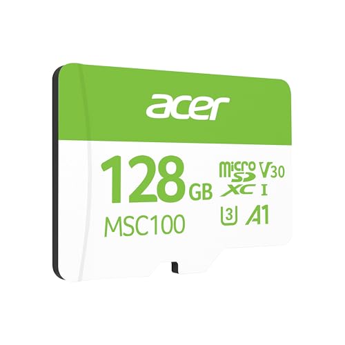 Image of Acer MSC100 MicroSD Card 128GB UHS-I U3 V30 A1, Up to 100MB /s Read Speed, 4K Video Recording, Compatible with Smartphones Cameras Tablets Drones | 5-Year Limited Warranty