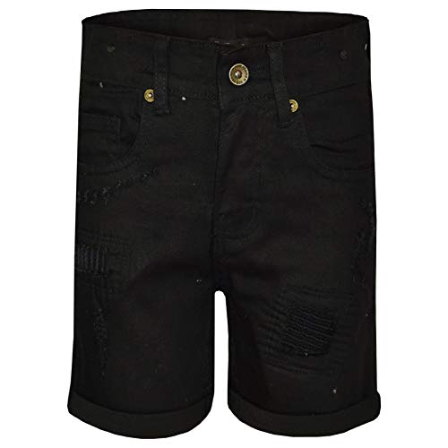 A2Z Kids Boys Shorts Denim Ripped Jet Black Chino Bermuda Jeans Knee Length Pants