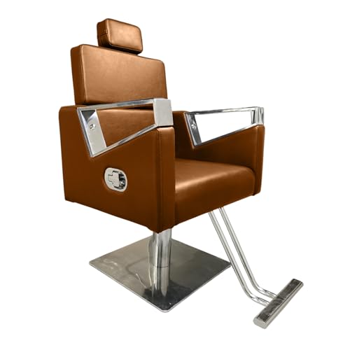 Image of Lakdi | Salon & Parlor Chair | Premium Leatherette Recliner & Arm Rest Chair | Luxury Design | Metal Base with Foot Rest | 360 Swivel & Height Adjustable and Head Rest -SBCIMF 005-PP-Brown