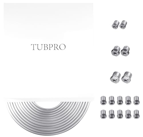 TUBPRO 3/16” OD Brake Line, 25FT Alumal Tubing Kit with Fittings, Includes 16 Nuts, Wall Thickness: 0.03-inch(0.75mm), Corrosion Preventive, High Pressure Resistance, Easy to Bend