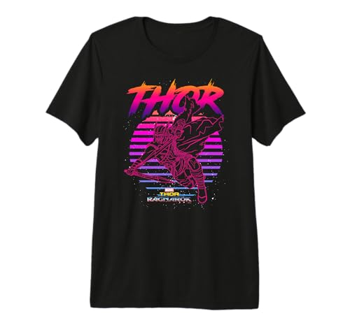 T-shirt Marvel Thor Ragnarok vintage en coton premium imprimé rétro pour homme style geek 80s