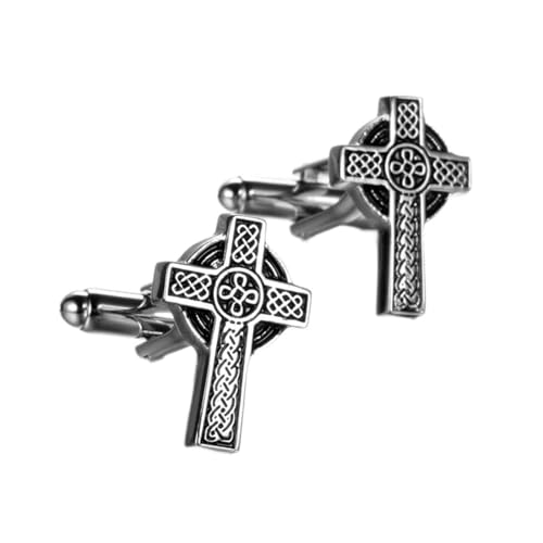 Mancuernillas de Hombre Cruz Plata Estilo Elegante miniatura 1