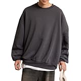 [ウィゴー] WEB限定 裏起毛 無地 BIG パーカー トレーナー プルオーバー スウェット 服 トップス ルームウェア 部屋着 大きいサイズ ギフト プレゼント 冬服 秋服 メンズ L クルーネック(裏起毛) スミクロ