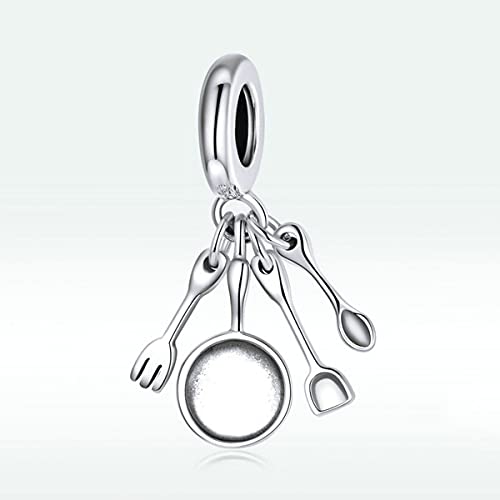 925 Sterling Silver Scissors, Mirror, Pot, Spoon, Chef, Love Charm Comb for Pandora Charm Bracelet2