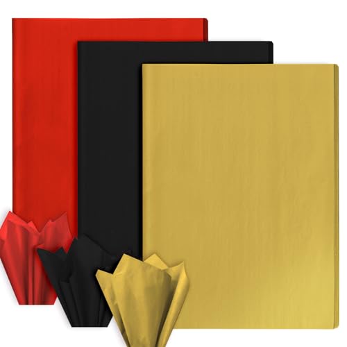 Papier de soie pour emballage cadeau chic, assortiment tricolore de 90 feuilles de célébration