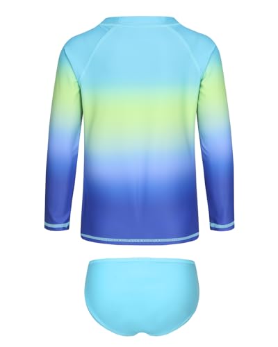 Image of Girls Long Sleeve Rash Guard Set Tie Dye Bathing Suits Two Piece Swimsuits for Kids Swim Shirts 3-16 Years