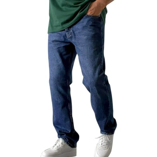 Pants Jeans Denim Trousers Street Trendy Washed and Ground White Casual Commuter Straight Leg for Men