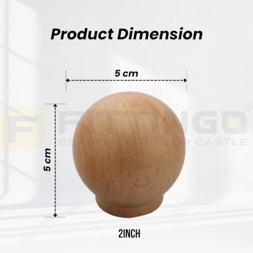 Image of 8 Piece Steam Beech Wood Drawer Knob | Wooden Cabinet Door Handle | Wardrobe & Cupboard Round Knobs | Furniture Pull Handle for Kitchen Cabinets, Dresser, Drawer & Home Decor -2 Inch