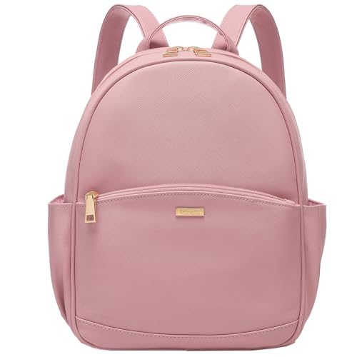 Marvolia Mini Leather Backpack for Women, Pink