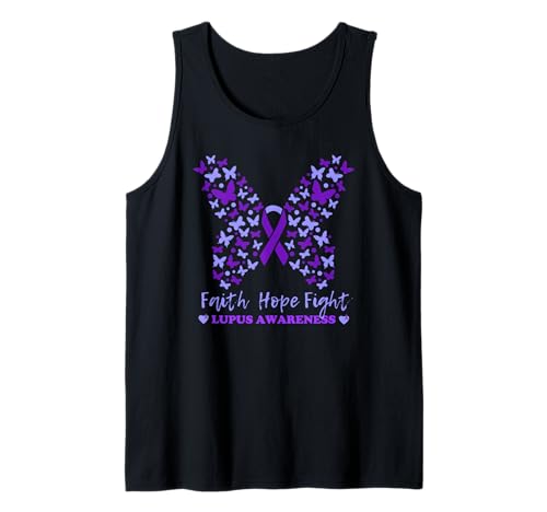 Fe Esperanza Lucha Mariposa Cintas Moradas Conciencia Lupus Camiseta sin Mangas