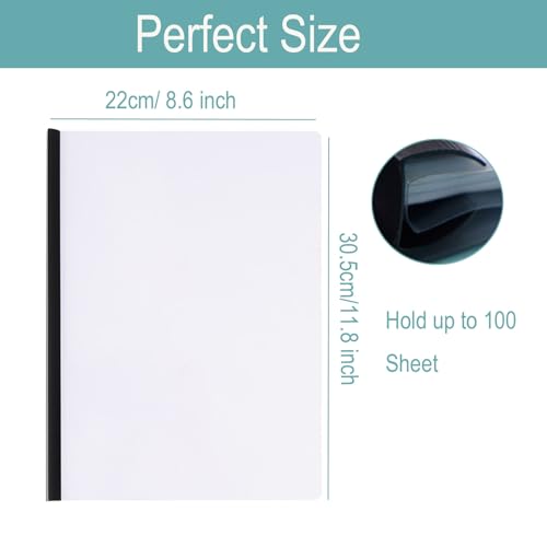 10pcs A4 Sliding Bar Binder, A4 Transparente Dokumentenordner, Schiebestab Datei Ordner, Bericht Abdeckungen Ordner mit U Schiebe Bar für Klassifizierung Schulbürodokumenten.Kann 40 Blatt halten (C)