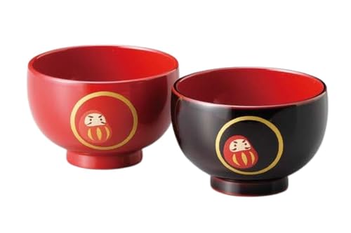 J-kitchens 汁椀 日本製 だるま 睦椀 朱・溜内朱 (2客) 10.2cm 漆塗り 手塗り その壱