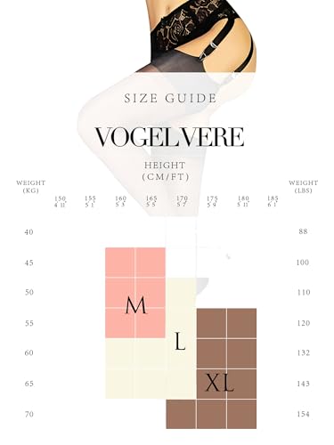 VOGEL VERE Klassische Strapsstrümpfe für Damen, 100% Nylon - Retro Design, Nicht Elastisch, Sexy Glänzend Strapse Strümpfe