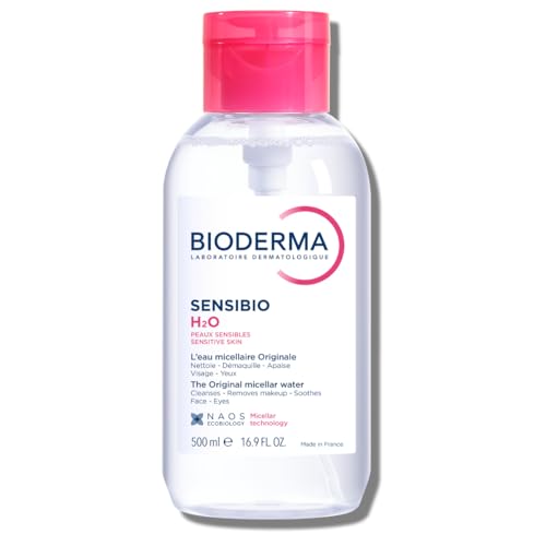 BIODERMA Sensibio H2O - Agua Micelar Limpiadora y Desmaquillante - Elimina Maquillaje, Polen y Polución - Pieles Sensibles - Frasco con Dosificador 500 ml