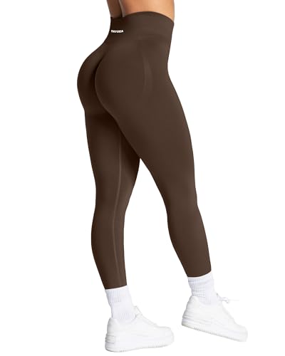 TAYOEA Sport Leggings Damen mit Scrunch Butt Push Up Booty Lifting Sporthose Blickdichte Nahtlos sportleggins für Yoga Gym Alltag braun S