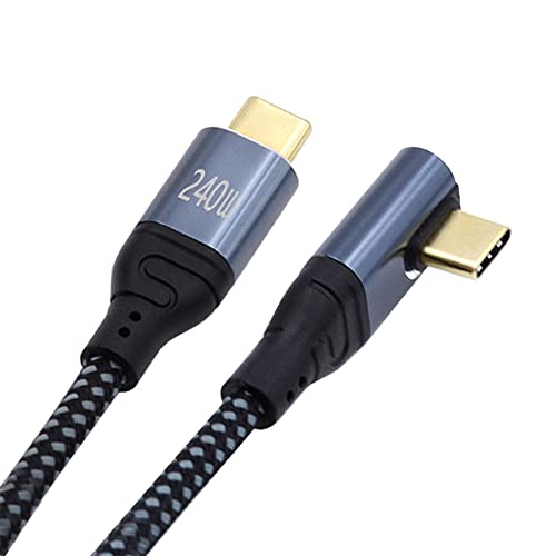 NFHK USB-C 240W Type-C Cable 480Mbps 48V 5A Low Profile Angled 90 Degree Compatible with USB2.0 100W Charging for Laptop Tablet Phone 50cm