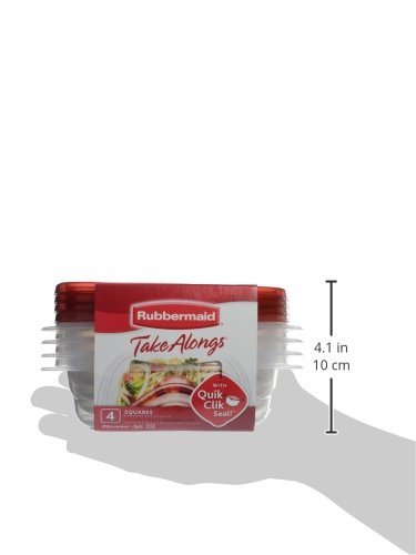 Rubbermaid Takealongs 2.9-Cup Square Food Storage Containers, 4-Pack, Chili Red #TOP6