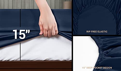 Utopia Bedding Queen Bed Sheets Set - 4 Piece Bedding - Brushed Microfiber - Shrinkage And Fade Resistant - Easy Care (Queen, Navy) #TOP3
