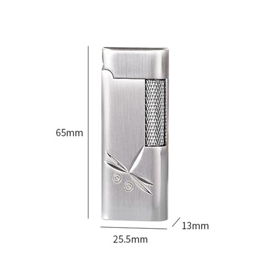 Encendedor metálico clásico con rueda lateral y llama ajustable miniatura 7