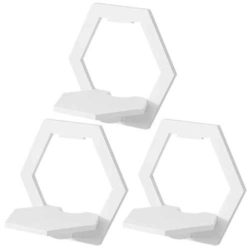 Zyayng - Estantería de pared hexagonal para pared, 3 piezas, expositor de pared para libros, maceta, pantalla de fondo, decoración del hogar para baño, cocina