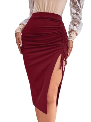 Women's Flowy Trendy Skirt High Waist Side Slit Skirt