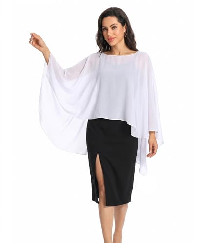 Image of Baoqiya Chiffon Capes Sheer Capelets Long Cape Poncho For Women Plus Size