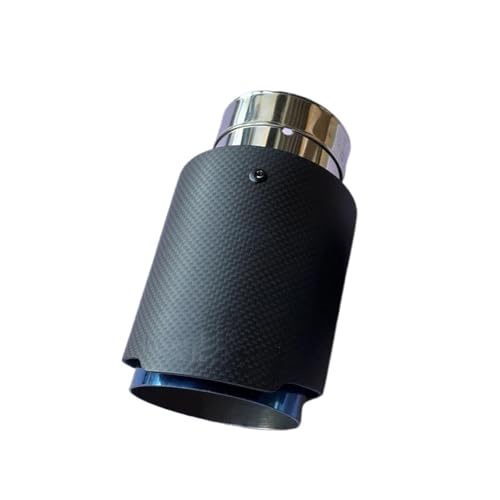 Punta de escape para coche de fibra de carbono mate azul con silenciador de acero ID 70 OD 101
