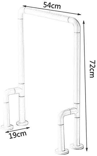 Floor-Standing Toilet Rails, Stainless Steel Frame Support Grab Bar, Home Bathroom Handicap Nylon Non-Slip Handle, Shower Balance Bar Assist Grip (Color : White, Size : 54x72cm)