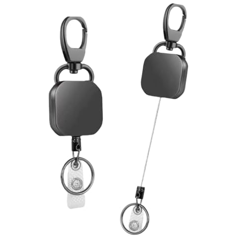 Image of ID Badge Reel Holder with Clip & Keyring, Heavy Duty Retractable Keychain | With Belt Clip & Key Ring, Fits ID Name Card Holder; Lightweight Portable, Great for Daily Commute & Outdoor Carry