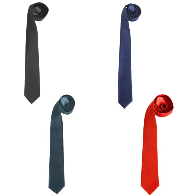 Image of Men's Satin Slim Necktie for Formal Wear | Premium Solid Tie for Office, Wedding, Business Meetings, Party & Interview | Stylish Silk Feel Combo Neck Tie for Men