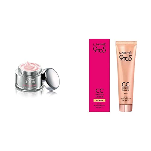 Image of Lakme Absolute Perfect Radiance Skin lightening /Brightening Night Creme 50 g And Lakme9 to 5 Complexion Care CC Cream, Honey, 30g