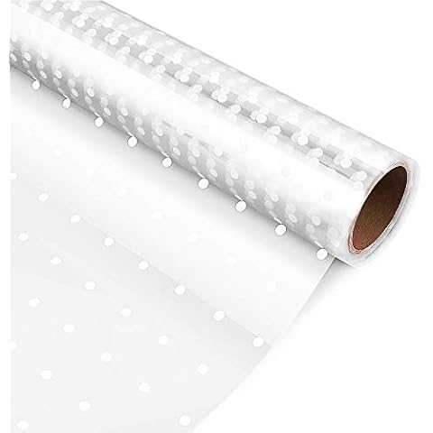 Rollo de Lunares Blancos Celofán Transparente Cover