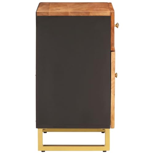 Table de chevet manguier marron noir 50x33x60 meuble de rangement chambre table d'appoint