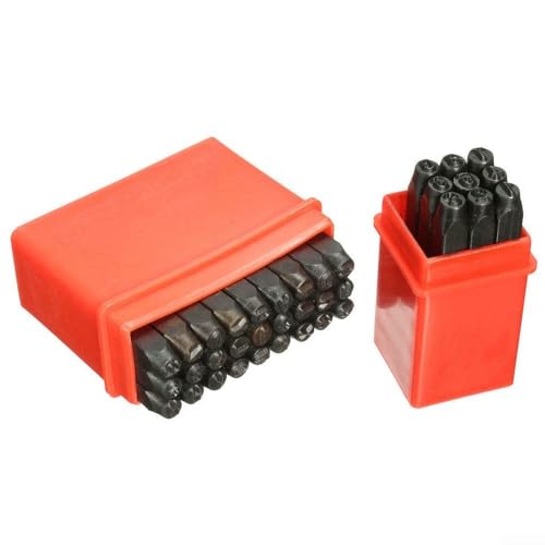 Upfasixy Juego de 36 perforadores de números y letras de acero al carbono endurecido con sellos de marcado del alfabeto, herramientas de grabado de metal y cuero para joyería, tallado de madera y