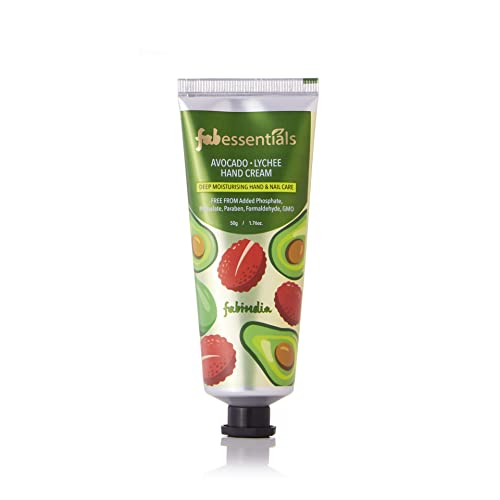 Fabessentials Avacado Lychee Hand Cream | with the Goodness of Vitamin E | Deep Moisturising Hand & Nail Care | Moisturises & makes Hands Soft & Supple – 50 gm