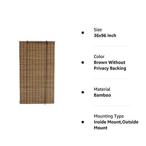 Seta Direct, Brown Bamboo Slat Roll Up Blind - 36-Inch Wide By 96-Inch Long #TOP4