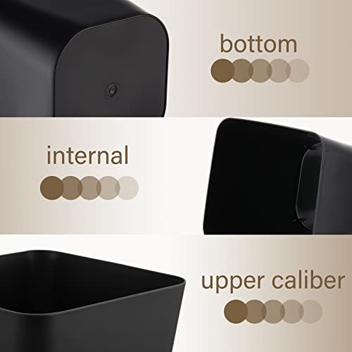 Image of Hoolerry 9 Pieces Garbage Can 2 Gallon Small Trash Cans Bulk Bathroom Trash Bin Plastic Wastebasket Square for Bedroom Slim Bathroom Trashcan Small Container for Kitchen Office Home Rooms(Black)