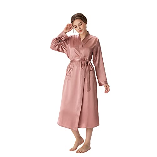 Sericum Silk Robes For Women, 22 Momme Classic Mid Silk Robe Silk Kimono Robe 100% Mulberry Silk Long Silk Nightwear #TOP1