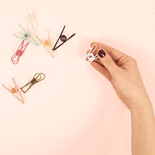 Image of Craftelier - Set of 6 Metal Clamps with 3 Different Sizes and 3 Different Designs | Holds for Scrapbooking and Craft Materials | Dimensions Approx. 1 x 5.5 cm, 3 x 4 cm, 3 x 3 cm - Black Colour