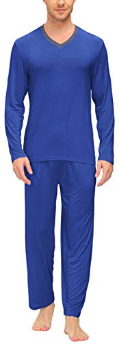 Image of JINSHI Men's Pajama Sets Soft Lightweight Sleepwear Nightwear with Pocket