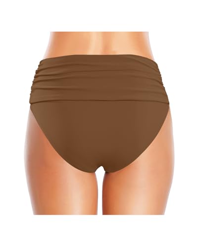 Image of Tempt Me Women's High Waisted Bikini Bottom Tummy Control Ruched Bathing Suit Swim Bottom
