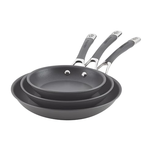 Circulon Radiance Hard Anodized Nonstick Frying / Fry Pan Set / Skillet Set - 8.5 Inch, 10 Inch, and 12.25 Inch , Gray