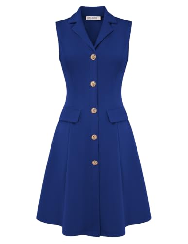 Image of GRACE KARIN Women's Sleeveless Button Down Work Professional Dresses